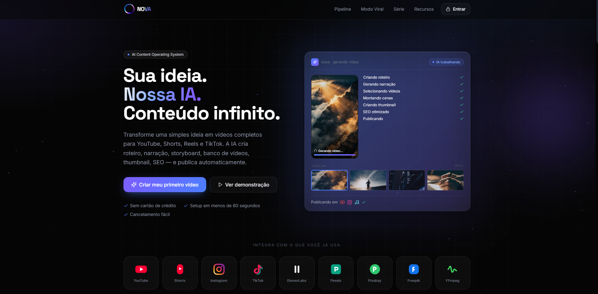 Tela do projeto NOVA