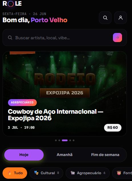 Tela do projeto Rolê RO