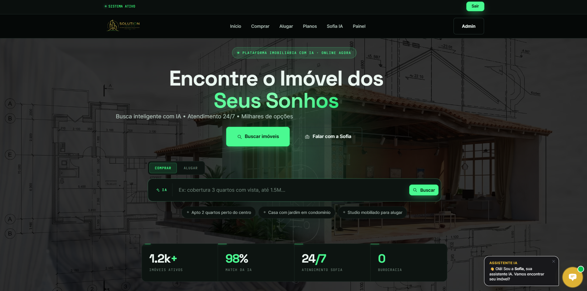 Tela do projeto SolutionImóveis
