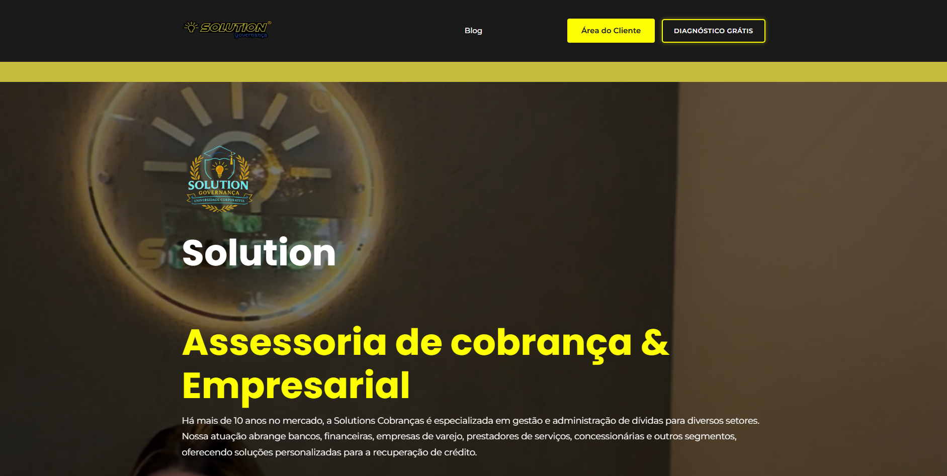 Tela do projeto Solution Cobranças